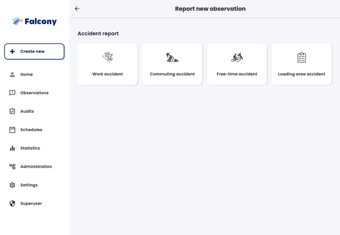 Falcony - Accident reporting