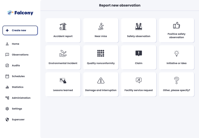 Falcony - Safety reporting