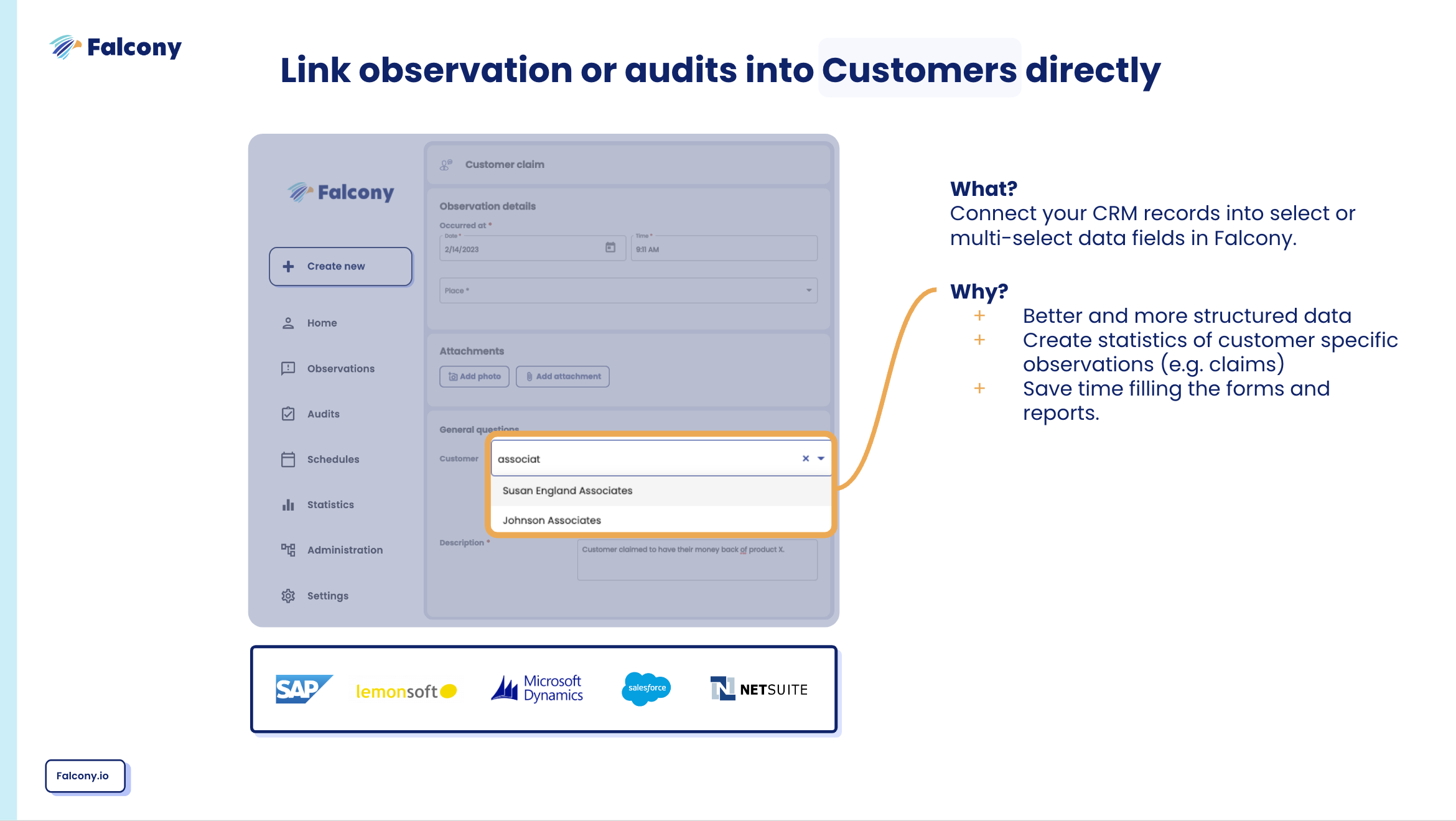 Integrate customers to Falcony