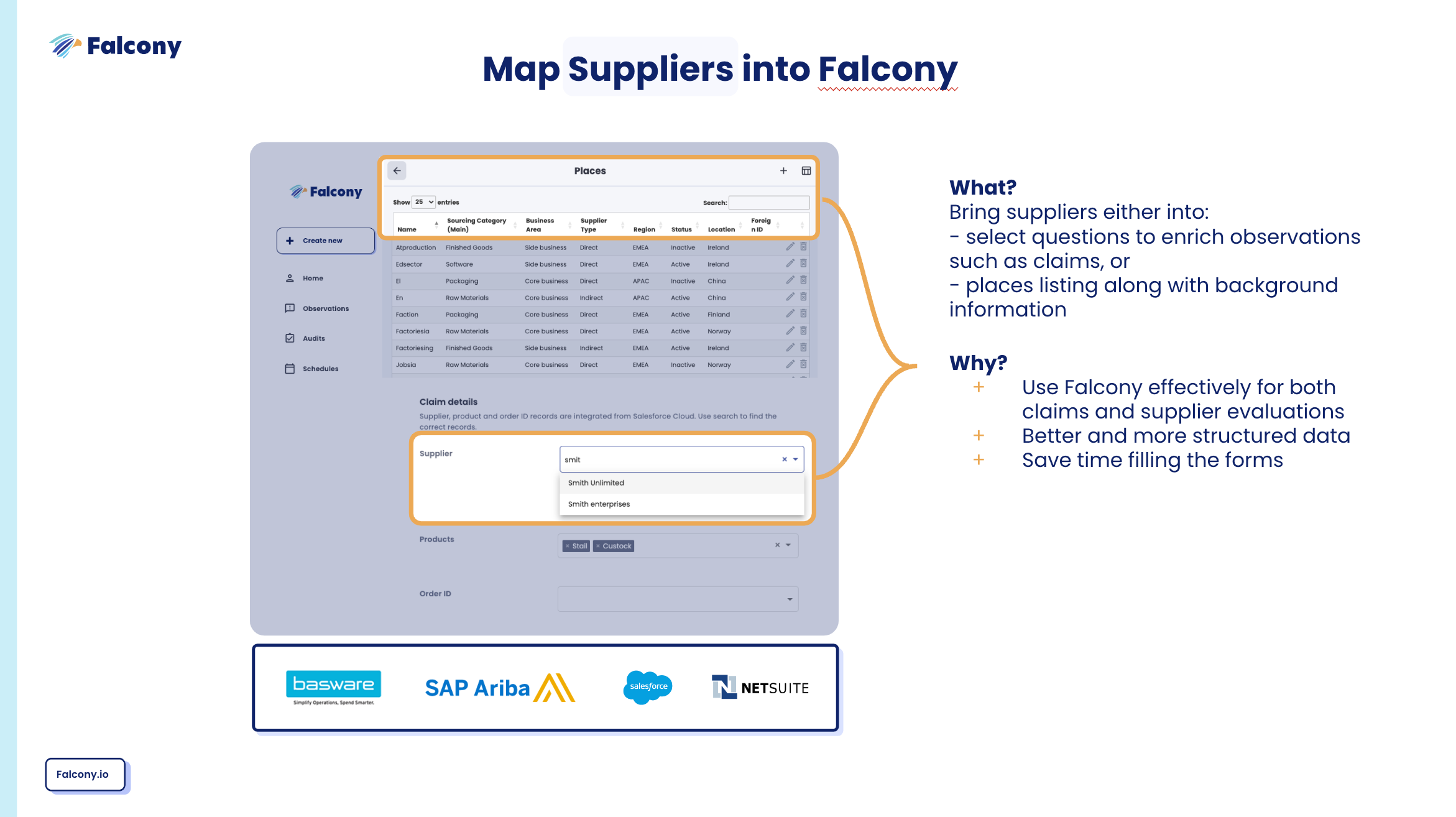Map suppliers into Falcony